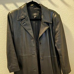 Vintage Alfani Long Black Leather Jacket